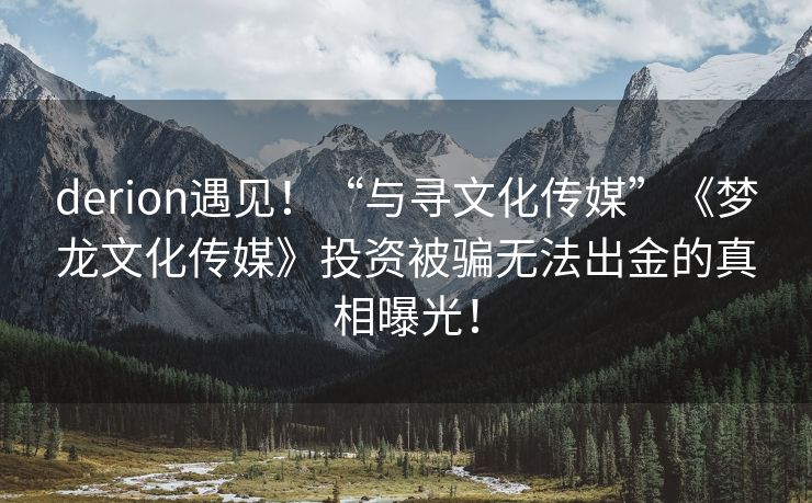 derion遇见！“与寻文化传媒”《梦龙文化传媒》投资被骗无法出金的真相曝光！