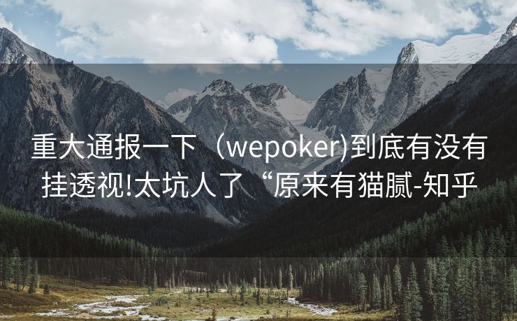 重大通报一下（wepoker)到底有没有挂透视!太坑人了“原来有猫腻-知乎