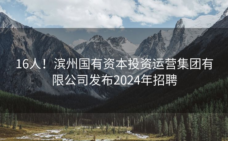 16人！滨州国有资本投资运营集团有限公司发布2024年招聘
