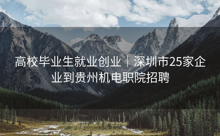 高校毕业生就业创业｜深圳市25家企业到贵州机电职院招聘