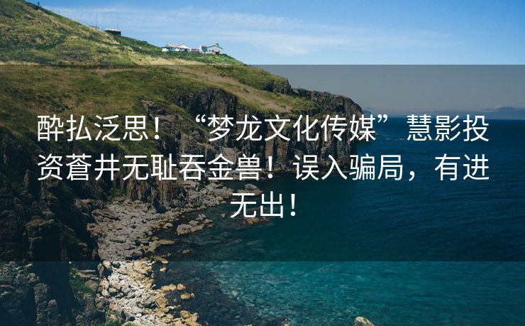 酔払泛思！“梦龙文化传媒”慧影投资蒼井无耻吞金兽！误入骗局，有进无出！