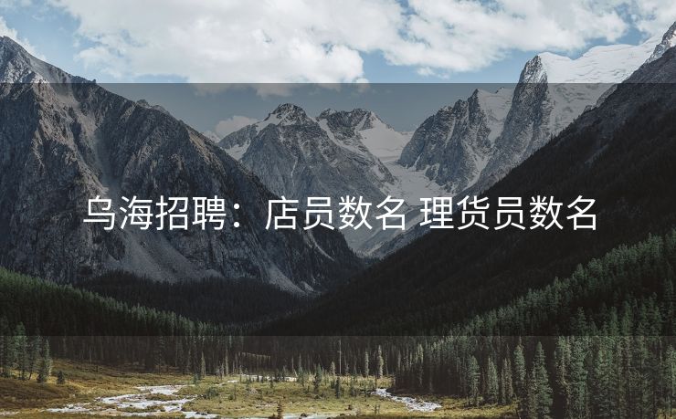 乌海招聘：店员数名 理货员数名