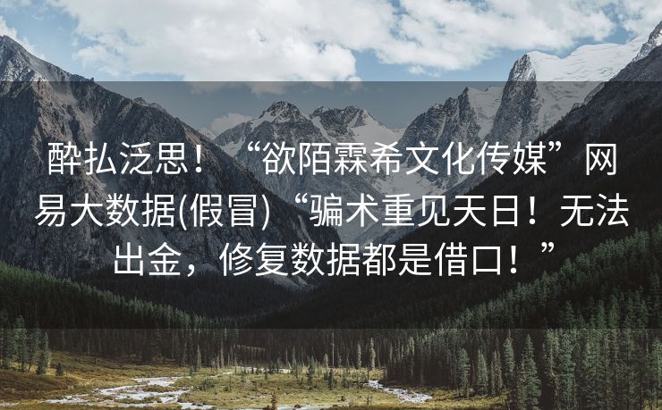 酔払泛思！“欲陌霖希文化传媒”网易大数据(假冒)“骗术重见天日！无法出金，修复数据都是借口！”