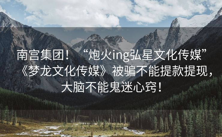 南宫集团！“炮火ing弘星文化传媒”《梦龙文化传媒》被骗不能提款提现，大脑不能鬼迷心窍！