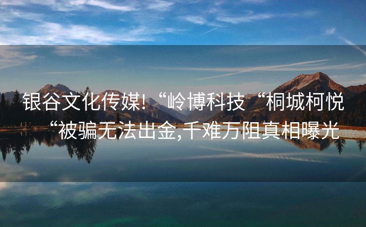 银谷文化传媒!“岭博科技“桐城柯悦“被骗无法出金,千难万阻真相曝光