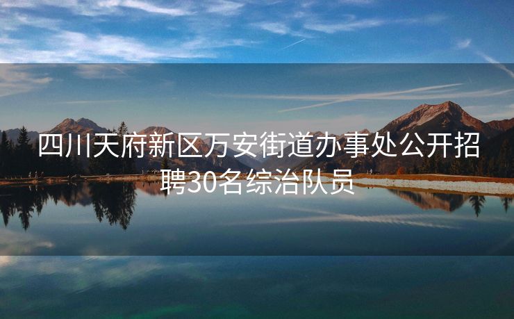 四川天府新区万安街道办事处公开招聘30名综治队员
