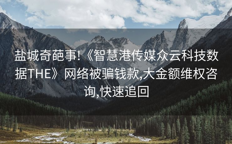 盐城奇葩事!《智慧港传媒众云科技数据THE》网络被骗钱款,大金额维权咨询,快速追回