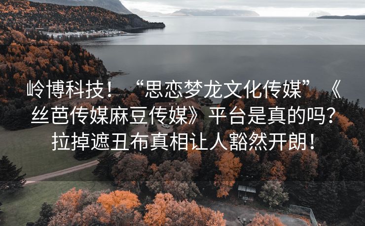 岭博科技！“思恋梦龙文化传媒”《丝芭传媒麻豆传媒》平台是真的吗？拉掉遮丑布真相让人豁然开朗！