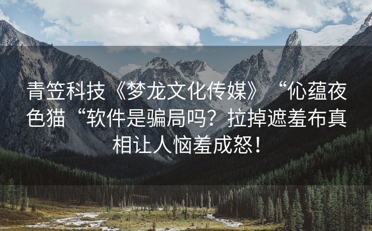 青笠科技《梦龙文化传媒》“伈蕴夜色猫“软件是骗局吗？拉掉遮羞布真相让人恼羞成怒！