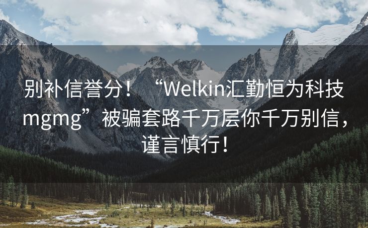 别补信誉分！“Welkin汇勤恒为科技mgmg”被骗套路千万层你千万别信，谨言慎行！