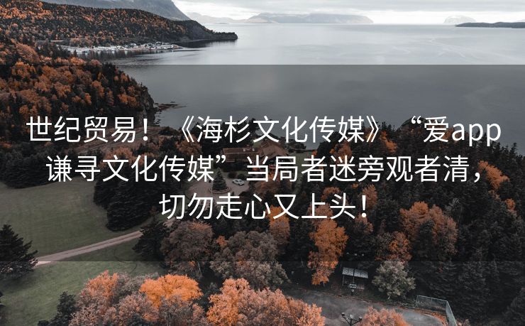 世纪贸易！《海杉文化传媒》“爱app谦寻文化传媒”当局者迷旁观者清，切勿走心又上头！