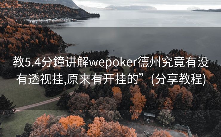 教5.4分鐘讲解wepoker德州究竟有没有透视挂,原来有开挂的”(分享教程)