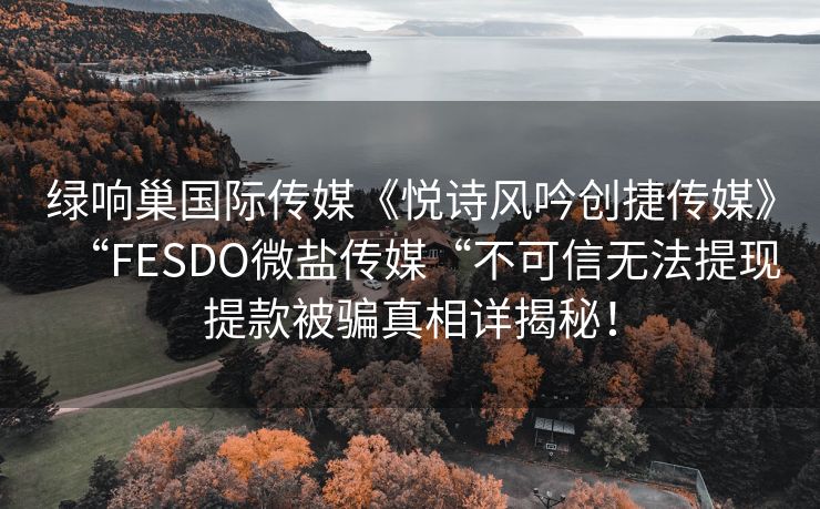 绿响巢国际传媒《悦诗风吟创捷传媒》“FESDO微盐传媒“不可信无法提现提款被骗真相详揭秘！