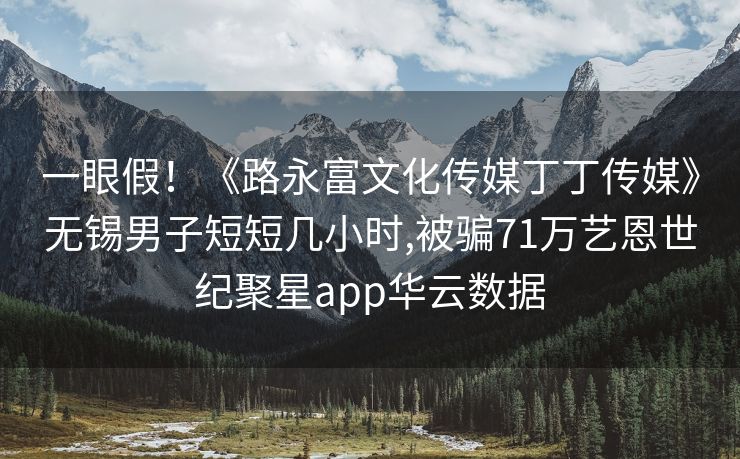 一眼假！《路永富文化传媒丁丁传媒》无锡男子短短几小时,被骗71万艺恩世纪聚星app华云数据