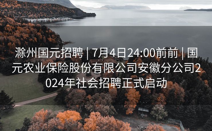 滁州国元招聘 | 7月4日24:00前前 | 国元农业保险股份有限公司安徽分公司2024年社会招聘正式启动