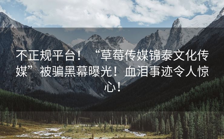 不正规平台！“草莓传媒锦泰文化传媒”被骗黑幕曝光！血泪事迹令人惊心！