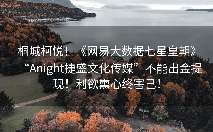桐城柯悦！《网易大数据七星皇朝》“Anight捷盛文化传媒”不能出金提现！利欲熏心终害己！