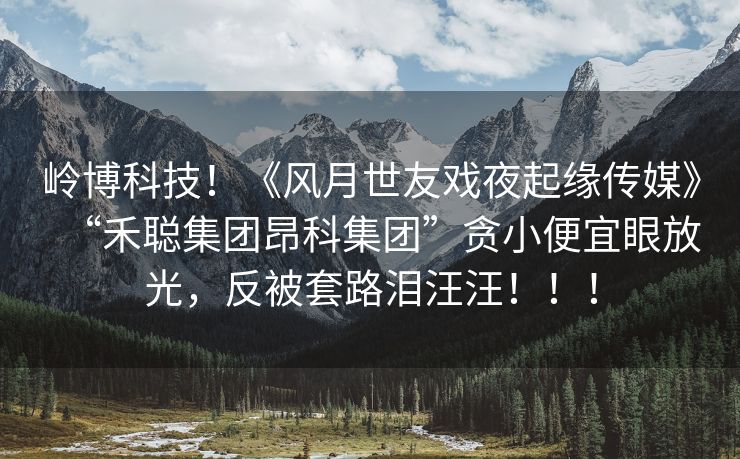岭博科技！《风月世友戏夜起缘传媒》“禾聪集团昂科集团”贪小便宜眼放光，反被套路泪汪汪！！！