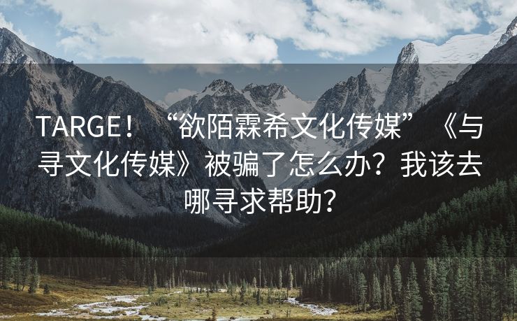 TARGE！“欲陌霖希文化传媒”《与寻文化传媒》被骗了怎么办？我该去哪寻求帮助？