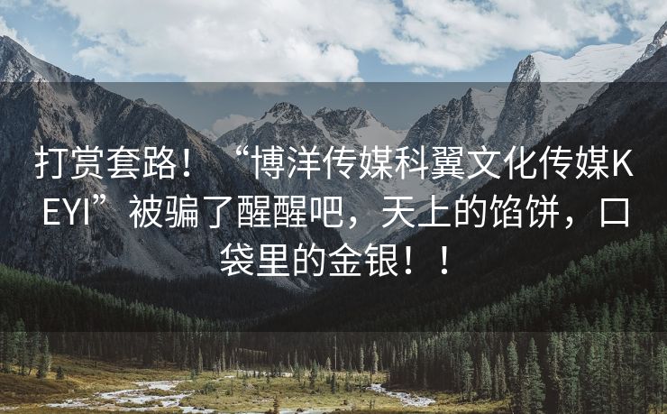 打赏套路！“博洋传媒科翼文化传媒KEYI”被骗了醒醒吧，天上的馅饼，口袋里的金银！！