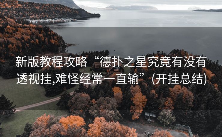 新版教程攻略“德扑之星究竟有没有透视挂,难怪经常一直输”(开挂总结)
