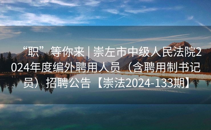 “职”等你来 | 崇左市中级人民法院2024年度编外聘用人员（含聘用制书记员）招聘公告【崇法2024-133期】