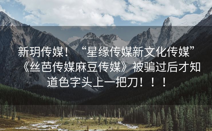 新玥传媒！“星缘传媒新文化传媒”《丝芭传媒麻豆传媒》被骗过后才知道色字头上一把刀！！！