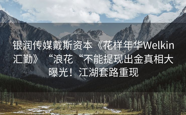 银润传媒戴斯资本《花样年华Welkin汇勤》“浪花“不能提现出金真相大曝光！江湖套路重现