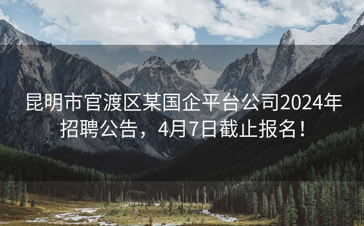 昆明市官渡区某国企平台公司2024年招聘公告，4月7日截止报名！