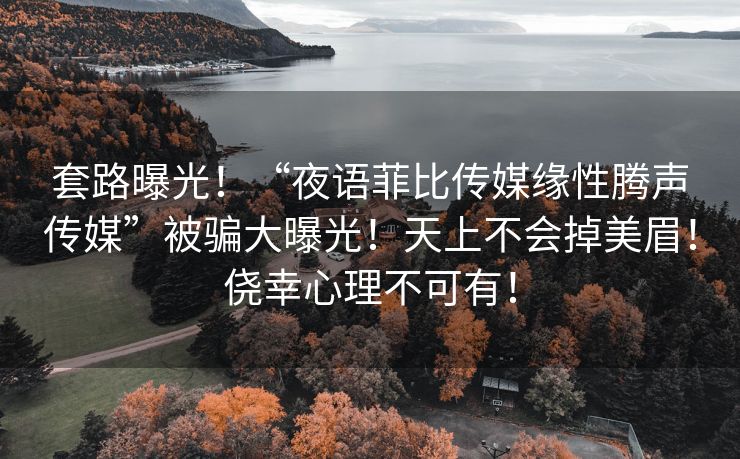 套路曝光！“夜语菲比传媒缘性腾声传媒”被骗大曝光！天上不会掉美眉！侥幸心理不可有！