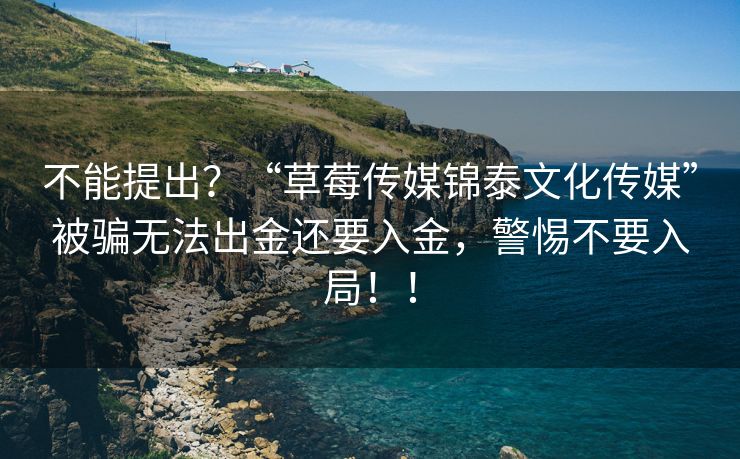 不能提出？“草莓传媒锦泰文化传媒”被骗无法出金还要入金，警惕不要入局！！