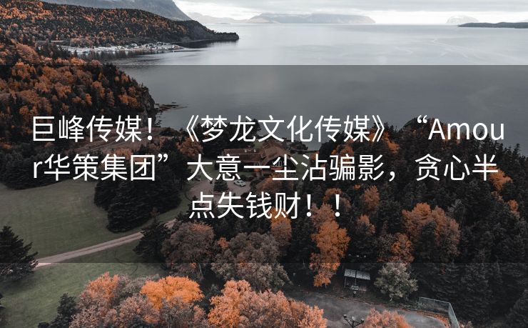 巨峰传媒！《梦龙文化传媒》“Amour华策集团”大意一尘沾骗影，贪心半点失钱财！！