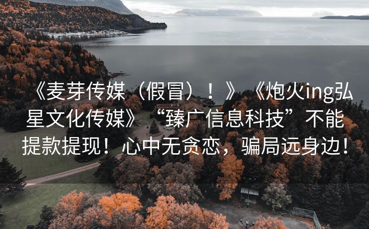 《麦芽传媒（假冒）！》《炮火ing弘星文化传媒》“臻广信息科技”不能提款提现！心中无贪恋，骗局远身边！