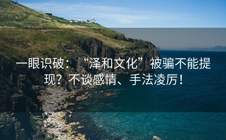 一眼识破：“泽和文化”被骗不能提现？不谈感情、手法凌厉！