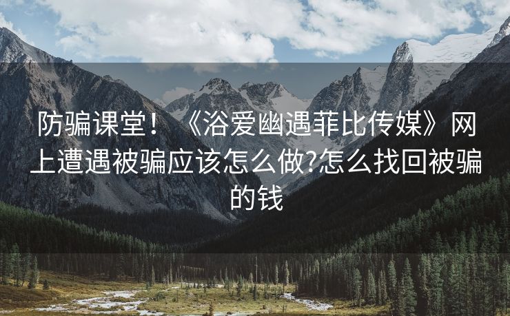 防骗课堂！《浴爱幽遇菲比传媒》网上遭遇被骗应该怎么做?怎么找回被骗的钱