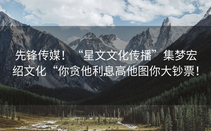 先锋传媒！“星文文化传播”集梦宏绍文化“你贪他利息高他图你大钞票！”