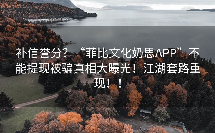 补信誉分？“菲比文化奶思APP”不能提现被骗真相大曝光！江湖套路重现！！