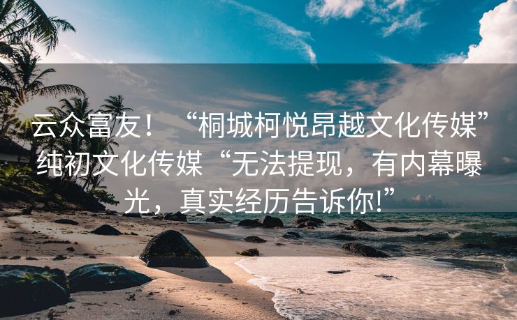 云众富友！“桐城柯悦昂越文化传媒”纯初文化传媒“无法提现，有内幕曝光，真实经历告诉你!”