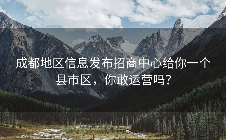 成都地区信息发布招商中心给你一个县市区，你敢运营吗？