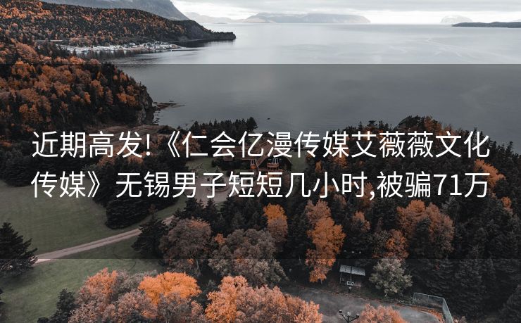 近期高发!《仁会亿漫传媒艾薇薇文化传媒》无锡男子短短几小时,被骗71万