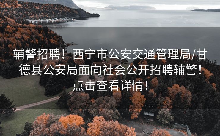 辅警招聘！西宁市公安交通管理局/甘德县公安局面向社会公开招聘辅警！点击查看详情！