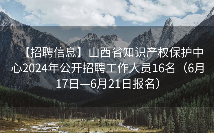 【招聘信息】山西省知识产权保护中心2024年公开招聘工作人员16名（6月17日—6月21日报名）