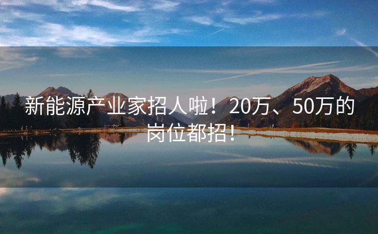 新能源产业家招人啦！20万、50万的岗位都招！