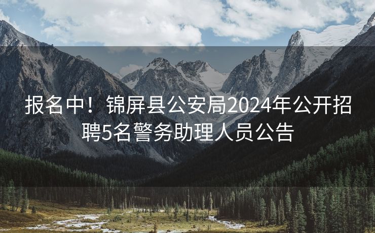 报名中！锦屏县公安局2024年公开招聘5名警务助理人员公告