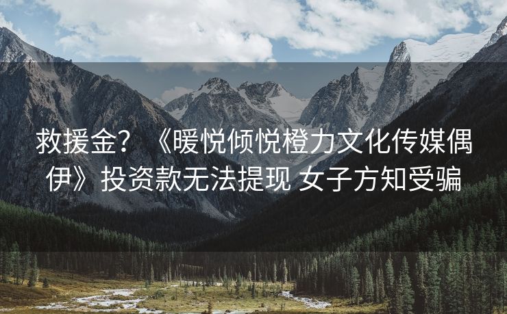 救援金？《暖悦倾悦橙力文化传媒偶伊》投资款无法提现 女子方知受骗