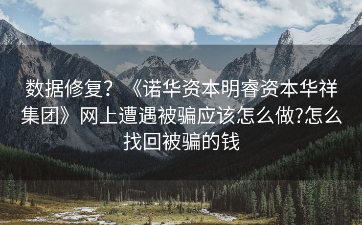 数据修复？《诺华资本明睿资本华祥集团》网上遭遇被骗应该怎么做?怎么找回被骗的钱