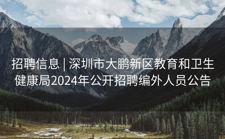 招聘信息 | 深圳市大鹏新区教育和卫生健康局2024年公开招聘编外人员公告