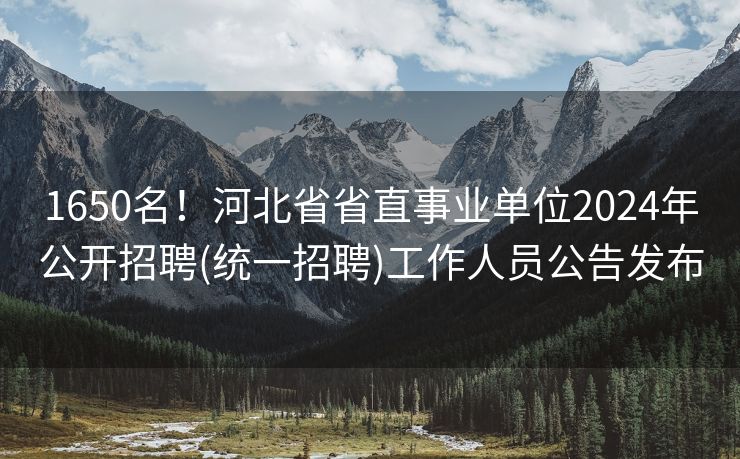 1650名！河北省省直事业单位2024年公开招聘(统一招聘)工作人员公告发布