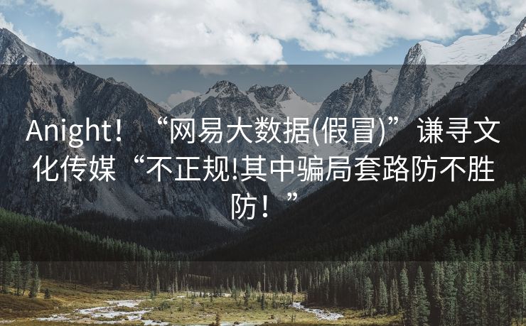 Anight！“网易大数据(假冒)”谦寻文化传媒“不正规!其中骗局套路防不胜防！”