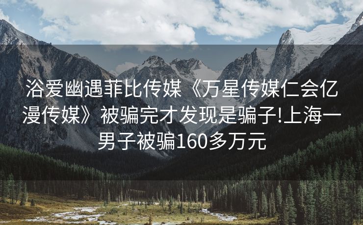 浴爱幽遇菲比传媒《万星传媒仁会亿漫传媒》被骗完才发现是骗子!上海一男子被骗160多万元